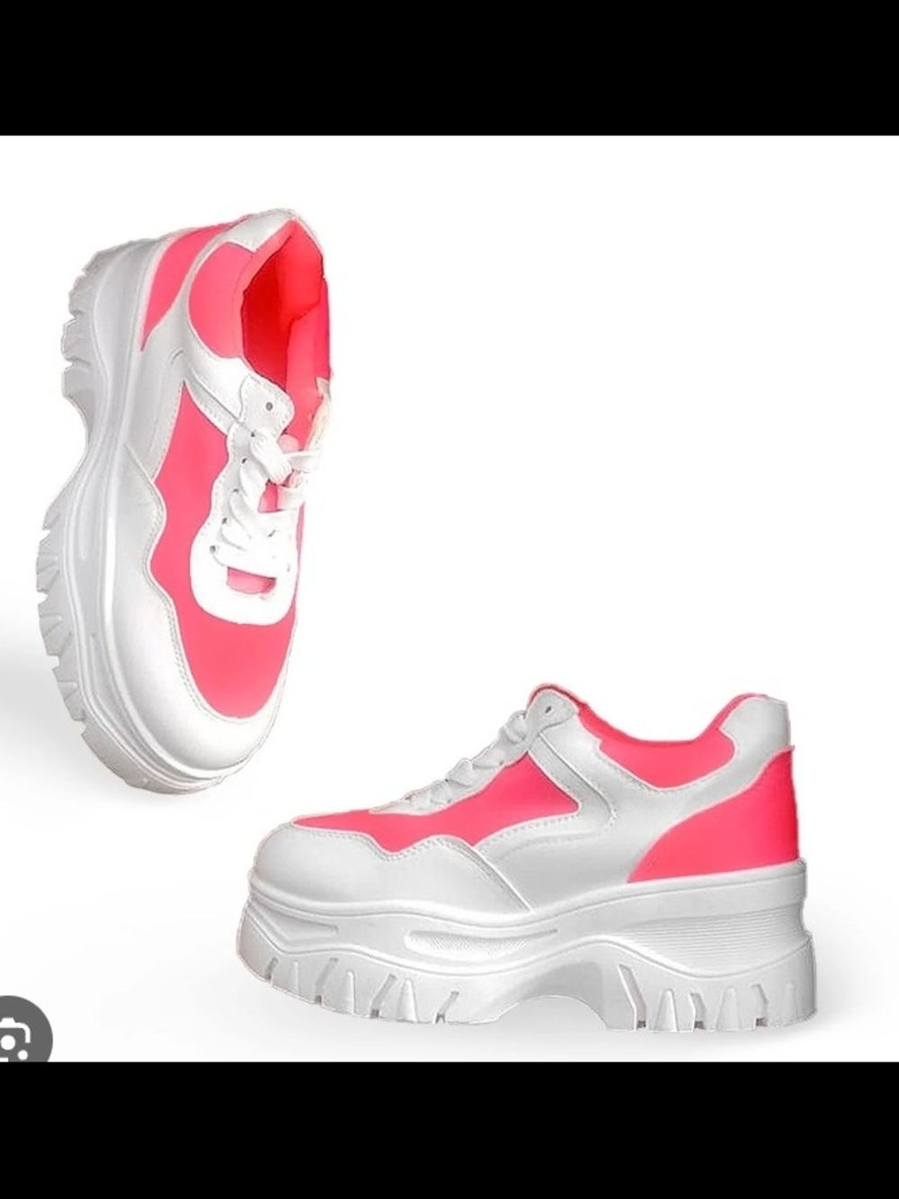 BAMBOO Chunky Platform Sneaker — Hot Pink and White